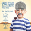 4E's Novelty Old Man Costume For Kids Boys - 100 Days of School Costume for Boys, Old Man Costume for Kids, Grandpa Dress Up Accessories Kit 5 Pcs Set