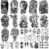 Yazhiji 36 Sheets Temporary Tattoos Stickers, 12 Sheets Fake Body Arm Chest Shoulder Tattoos for Men or Women with 24 Sheets Tiny Black