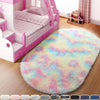 KICMOR Ultra Soft Fluffy Area Rugs for Bedroom, 3' x 5' Shaggy Oval Kids Rugs, Non-Slip Plush Shaggy Carpet for Living Room, Cute Bedside Rug for Kids Room Nursery Room Home Decor, Tie-Dye Rainbow