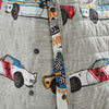 Lush Decor, Full, Blue and Orange Beige Race Car Kids' 3-Piece Bedspread, Reversible Bedding Set for Boys