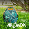 Artovida Artists Collective Insulated Neoprene Lunch Bag - Washable Soft Lunch Tote for School and Work - Design by Elisabeth Fredriksson (Sweden) Emerald and Copper - Classic