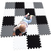 MQIAOHAM playmat Foam Play Tiles Interlocking Play mat Baby Play mats for Kids Floor mats for Children Foam playmats Jigsaw mat Baby Puzzle mat 18 Pieces Children Rug Crawl White Black Grey 101104112