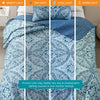 Comfort Spaces Reversible Quilt Set-Vermicelli Stitching Design All Season, Lightweight, Coverlet Bedspread Bedding, Matching Shams, Twin/Twin XL (66 in x 90 in), Gloria Damask Aqua 2 Piece