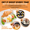 Eggssentials 2 IN 1 Egg Pan & Egg Poacher Pan, Granite Nonstick Fry Pan Poached Egg Maker and Frying Skillet with Lid, Poached Eggs Cooker Food Grade Safe PFOA Free with Spatula, Egg Cookware - 4 Cups