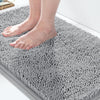 Yimobra Chenille Bathroom Rug, Extra Soft Shaggy Bath Rugs, Non-Slip Bathroom Floor Mat, Water Absorbent, Thick Durable, Machine Washable, Plush Microfiber Rugs for Shower Bathtubs, 24x17, Grey