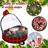 Sadnyy 4 Pieces Christmas Wreath Storage Bag Round Buffalo Plaid Wreaths Storage Container Large Zippered Wreaths Holder Container with Handles for Xmas Holiday Party (Black and Red, 24 Inch)