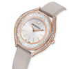 SWAROVSKI Crystalline Aura Watch, Leather strap, Gray, Rose-Gold tone