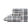 Laura Ashley Home - Sheets, Cotton Flannel Bedding Set, Brushed for Extra Softness & Comfort (Mulholland Plaid Grey, Queen)