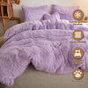 MEGO Luxury Shaggy Plush Duvet Cover Set, Soft 3 Pieces Fluffy Faux Fur Comforter Cover Set, Fuzzy Bedding Set Lavender Lilac(1 Furry Duvet Cover + 2 Pillow Shams), Zipper Closure(Queen, Orchid)