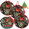 Coume 4 Pcs Christmas Wreath Storage Bag 24 Inch Garland Wreaths Container with Clear Window for Xmas Holiday Storage Bags Box Protection for Holiday Wreath Water Resistant Holder