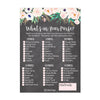 25 Rustic Floral Whats In Your Purse Bridal Wedding Shower or Bachelorette Party Game Item Cards Engagement Activities Idea For Couples Funny Rehearsal Dinner Supplies and Decoration Favors For Guests