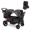 Radio Flyer Voya Stroller Wagon, Double Stroller, 2 High Face-to-Face Seats, Adjustable UV-Protection Canopy, Snack Tray, Gray