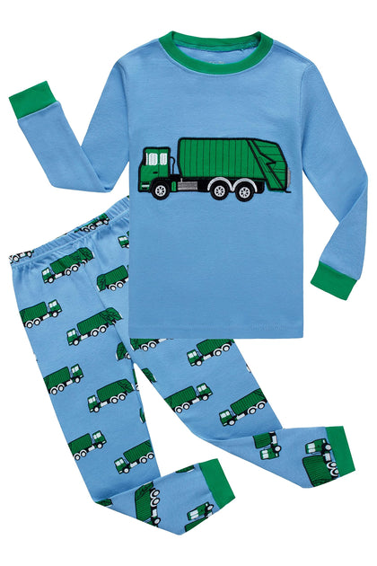 KikizYe Kids Garbage Truck Pajamas Little Boys Long Sleeve Cotton Pjs Children Trash Truck Jammies Size 4T