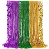 48PCS Mardi Gras Beads, Metallic Mardi Gras Beads Necklace, 10 Kinds Green Purple Gold Necklaces Bulks, Coins Mask Bead Necklace Costumes, Festival Carnivals Events Parade Throws Party Accessories