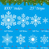 1000+ Double-Sided Christmas Window Clings, 25+ Designs Snowflake Static Stickers Window Decoration Xmas Ornaments Reusable Frozen Party Supplies New Year Decals for Winter Holiday