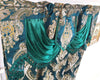 GOHD Luxe Love. Jacquard Window Curtain Panel Drape with Attached Fancy Valance. 2pcs Set. (Hunter Green, 54