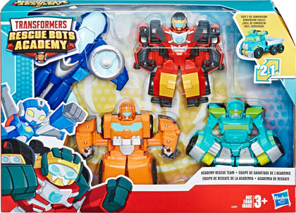 Playskool Heroes Transformers Rescue Bots Academy Team Pack, 4 Collectible 4.5-inch Converting Action Figures, Toys for Kids Ages 3 and Up