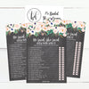 25 Rustic Wedding Bridal Shower Engagement Bachelorette Anniversary Party Game Ideas, Chalk Floral He Said She Said Cards For Couples Funny Co Ed Trivia Rehearsal Dinner Guessing Question Fun Supplies