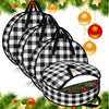 4 Pieces Christmas Wreath Storage Bag Round Buffalo Plaid Wreaths Storage Container Large Zippered Wreaths Holder Container with Handles for Xmas Holiday Party (Black and White, 24 Inch, 30 Inch)