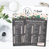 25 Rustic Floral Whats In Your Purse Bridal Wedding Shower or Bachelorette Party Game Item Cards Engagement Activities Idea For Couples Funny Rehearsal Dinner Supplies and Decoration Favors For Guests