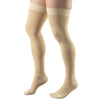 Truform 20-30 mmHg Compression Stockings for Men and Women, Thigh High Length, Dot Top, Closed Toe, Beige, Large