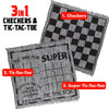 Giant Checkers Board Game and Jumbo Tic Tac Toe 3-in-1 Set for Kids and Adults, 24 Chips and Reversible Rug Mat, Family Party Night Board Game, Camping Floor Lawn Game, Indoor and Outdoor Activities