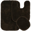 Garland Rug 3-Piece Finest Luxury Ultra Plush Washable Nylon Bathroom Rug Set, Chocolate